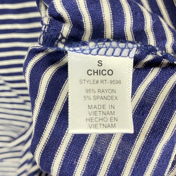 Zenana Outfitters Women's Blue and White Striped Top T-shirt with Pointe… - Picture 6 of 7